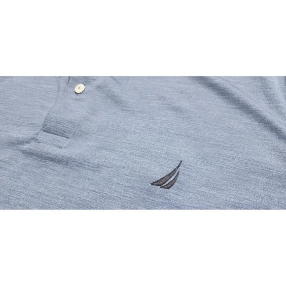 Nautica Mens XL Blue Heathered Wicking Performance Short Sleeve Polo Shirt - Picture 9 of 12